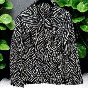 Dana Buchman Zebra Print Zipup Casual Jacket Women’s Size S